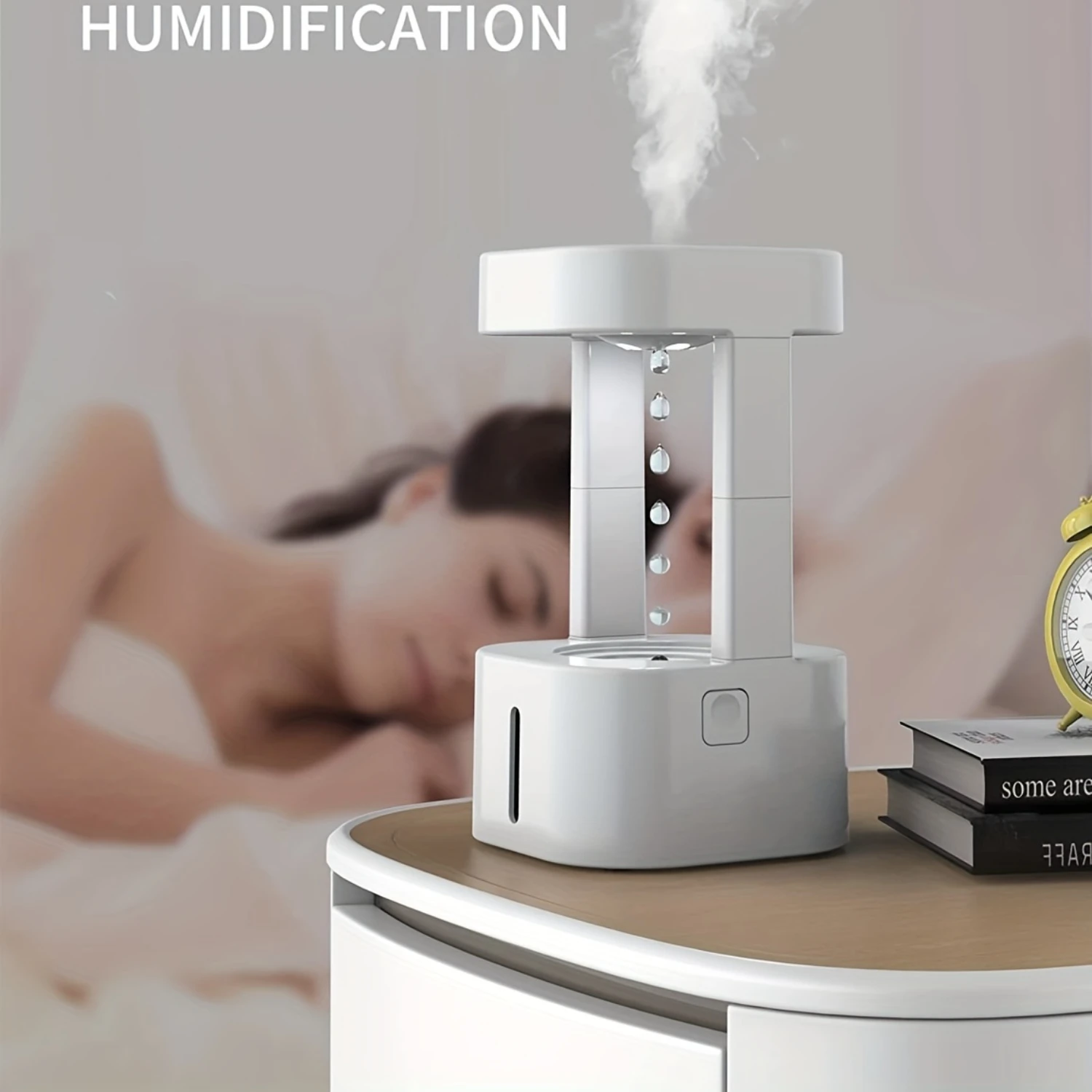 580ML Humidifiers For Bedroom Anti Gravity Cool Mist Humidifier Water Drop With Levitating Plant Portable Air Enric