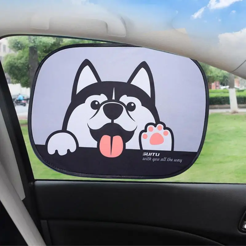 

Universal Cartoon 2Pcs Car SunShade Side Window Window For Children Adults Cute Dog Adsorption SunShade Cover Accessories