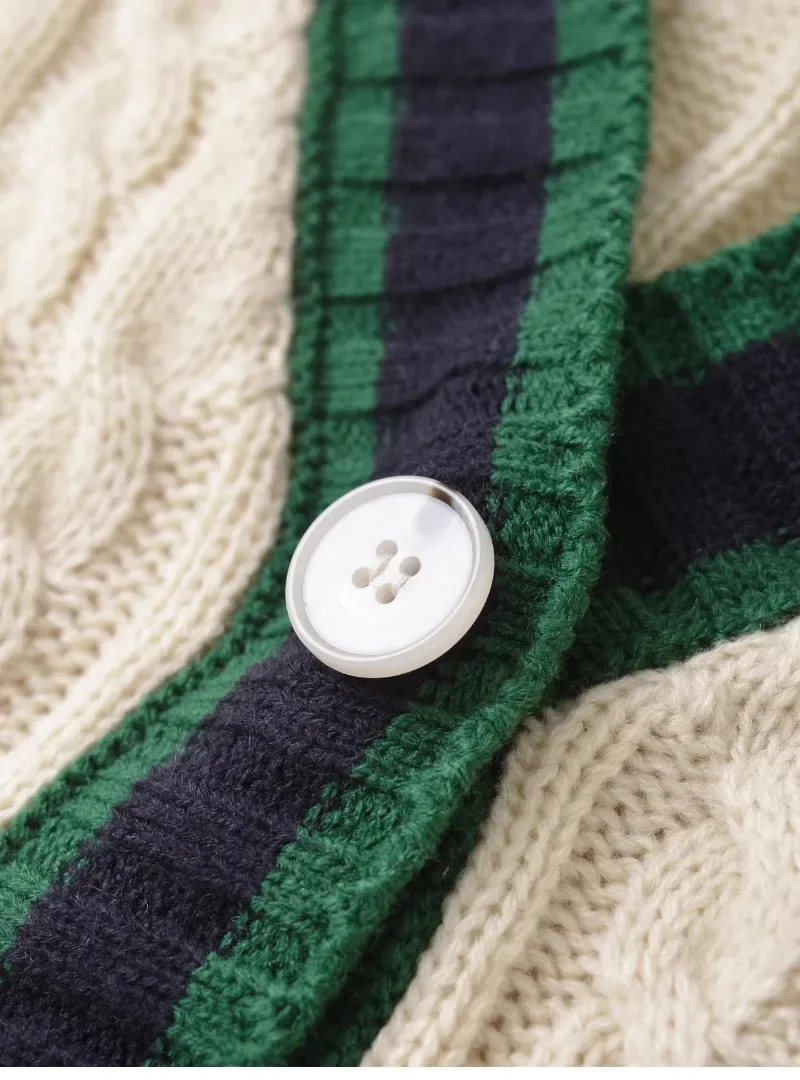 Topenomi элегантный свитер кардиган женский с v-образным вырезом контрастного цвета