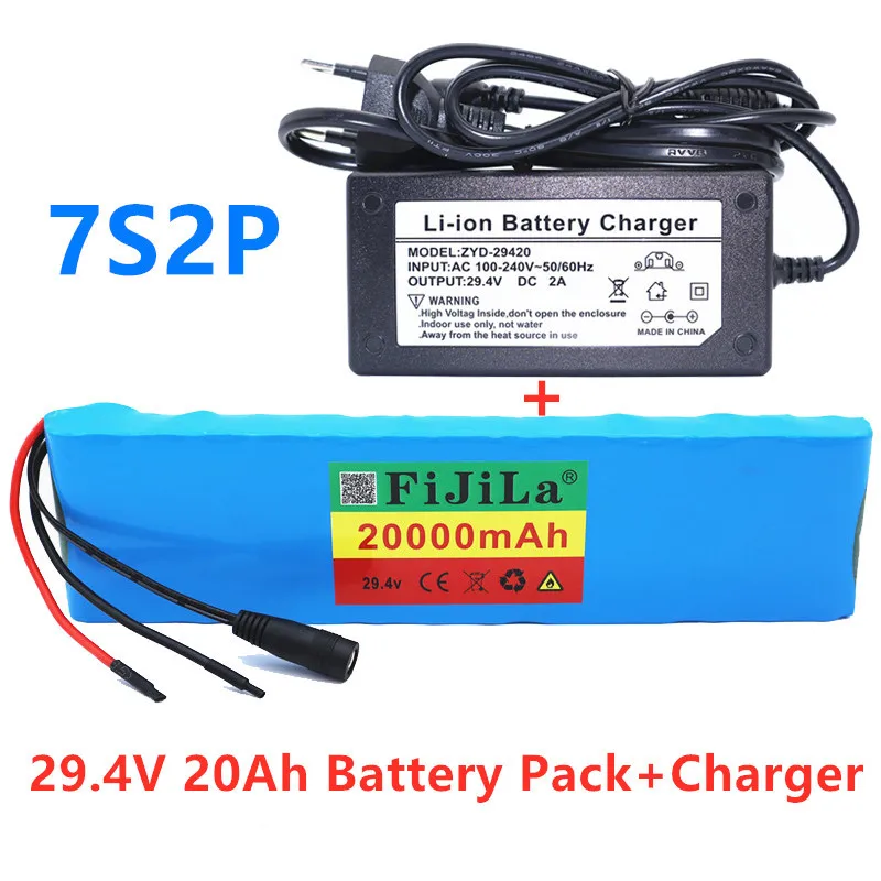 

Original 20Ah 7S2P 18650 Li-ion Akku 29.4V 20000mAh Batterie Austauschen Elektrische Fahrrad Moped Ausgleich Roller+2A Ladegerät