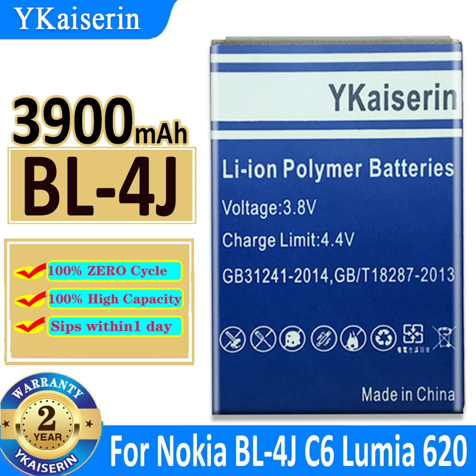 

YKaiserin 3900mAh BL-4J BL4J Battery For Nokia C6 C6-00 Lumia 620 Battery Batterij + Track NO