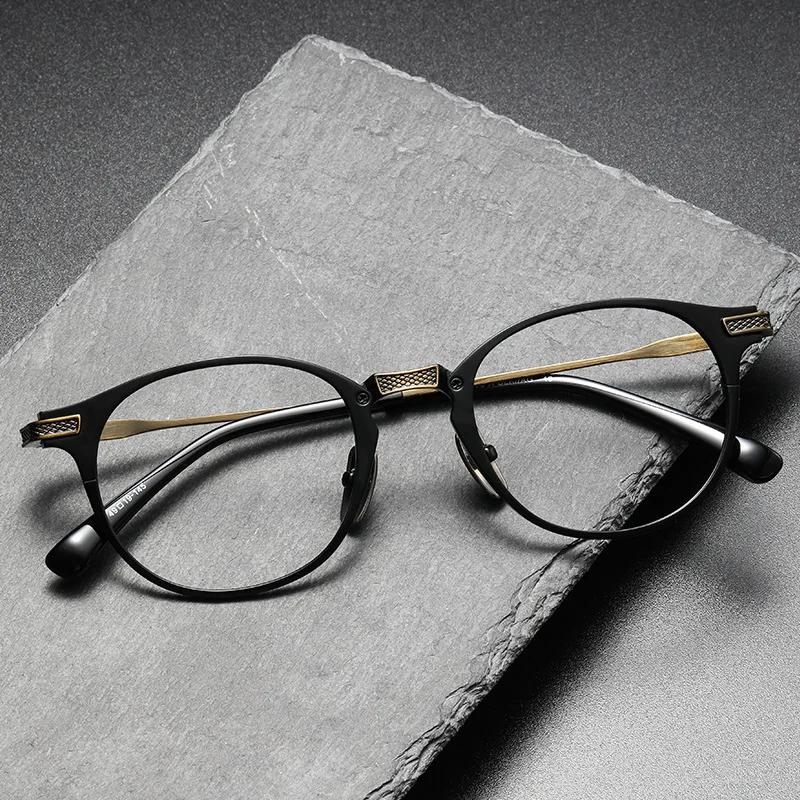 

2023 Luxury Designer Pure Titanium Glasses Men Women Vintage Round Women's Eyeglass Frame Prescription Computer Eyewear