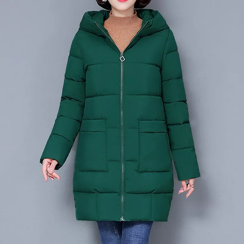 

2023New parka women winter coat jacket pocket loose down jacket and coat big yard with fooded winter overcoat women 2108