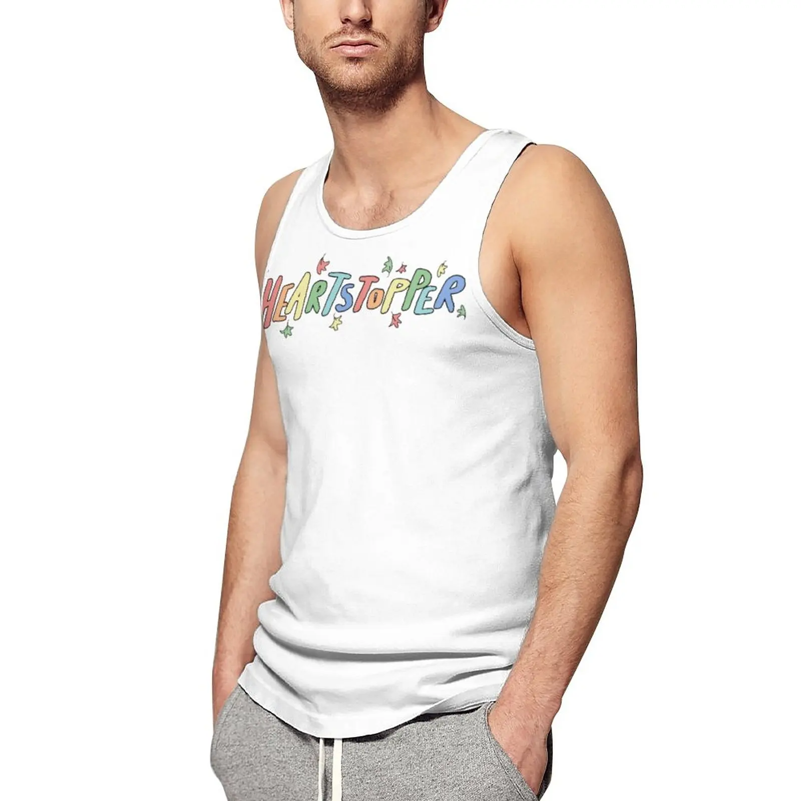 

Майка мужская с надписью сердец и сердечком, крутая тенниска без рукавов с цветным логотипом в романтическом стиле, дизайнерская майка для пляжных тренировок