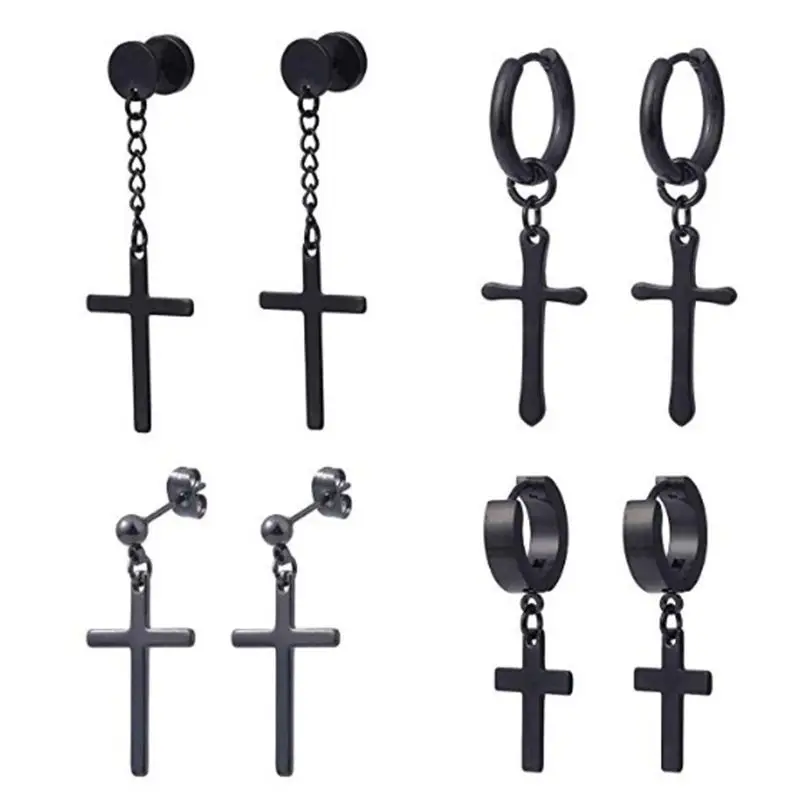 

4 Pairs/Set Korean for Cross Dangle Earring Jewelry Delicate Ear Buckle for Boy