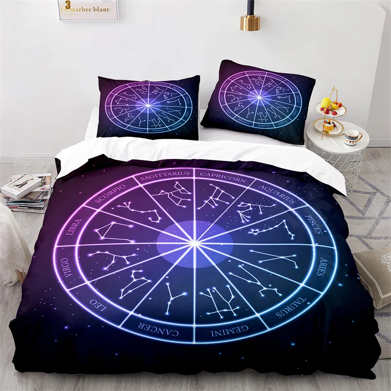 

Комплект постельного белья двенадцать созвездия зодиака одеяло чехол для детей солнце и луна пододеяльник Кинг из микрофибры Астрология