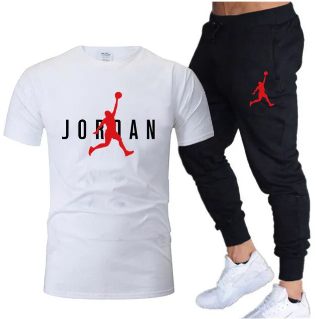 2023 Summer Men's Leisure Sportswear Set Brand Short Sleeve T-shirt+Pants 2-Piece Fitness Jogging Pants Sportswear Set