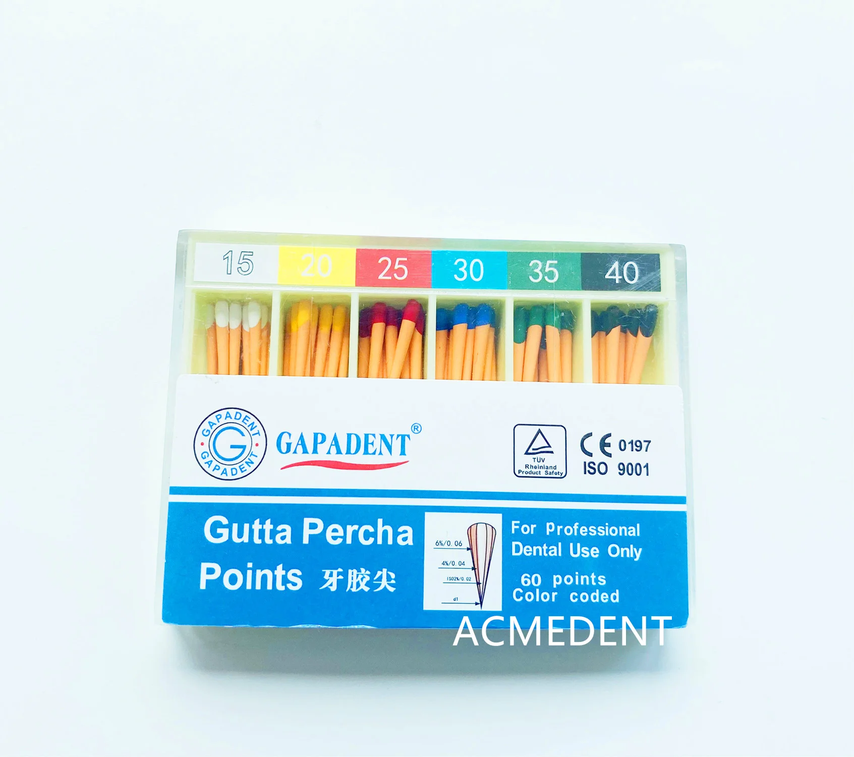 

10Box Dental Absorbent Gutta Percha Points Endo Root Canal 0.06 Taper Assorted