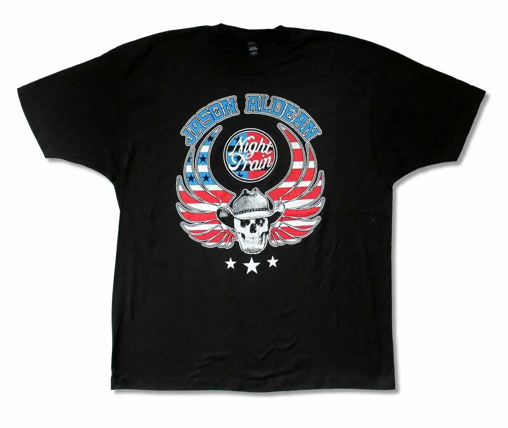 

Jason Aldean Patriotic Skull Black T Shirt New Country Music