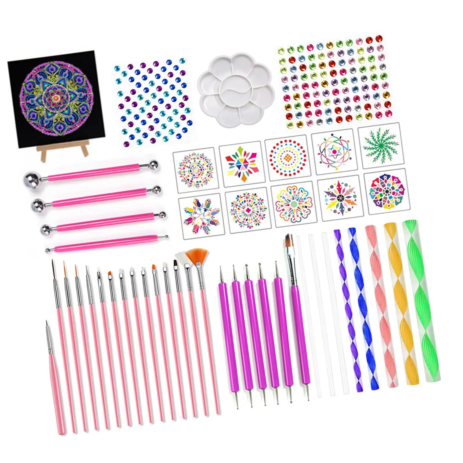 

48x Portable Mandala Dotting Tools Set Dot Painting Kit Ball Stylus Nylon Paint Brush for Adults Beginner Drafting DIY Supplies