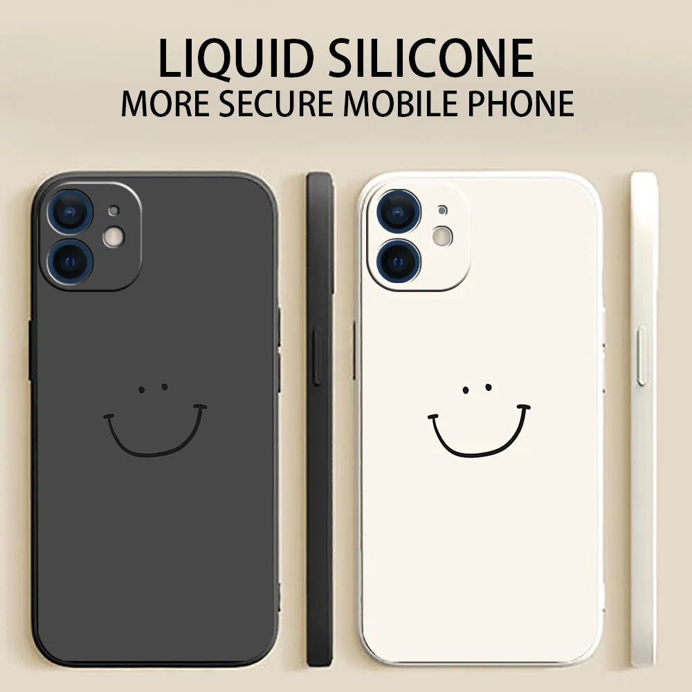 

Simple smiling face Cases For iPhone 11 12 13 Pro Max 13 12 Mini XS XR Max 8 7 Plus 6S 6 Plus SE 2020 Liquid Silicone soft Cover