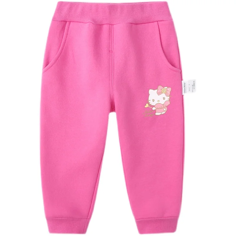 

Hello Kitty 2022 Autumn and Winter Casual Pants New Girl's Full Set of Wool Lining Warm and Loose Thick Pants