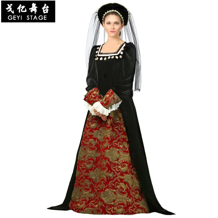 

Halloween COS British Queen Stage Performance Costume Movie Character European Lady Adult Luxury British Queen Costume