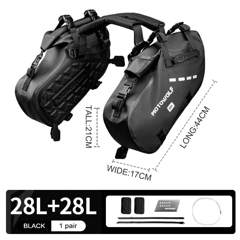 

Боковая сумка для мотоцикла 18 л/28 л, водонепроницаемая седельная сумка для мотокросса, крепление на ремне двигателя для Honda, Suzuki, Yamaha, BMW R1250GS