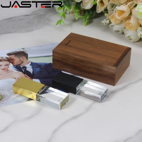 Флэш-накопитель JASTER Crystal USB 2.0, 64 ГБ, 32 ГБ, бесплатный индивидуальный логотип, подарок, ручка-накопитель с деревянной коробкой, карта памяти U, 16 ГБ