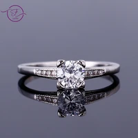 fcgjhw fashion jewelry silver ring round 6mm aaaaa zircon luxury style ring girl bridal jewelry anniversary gift