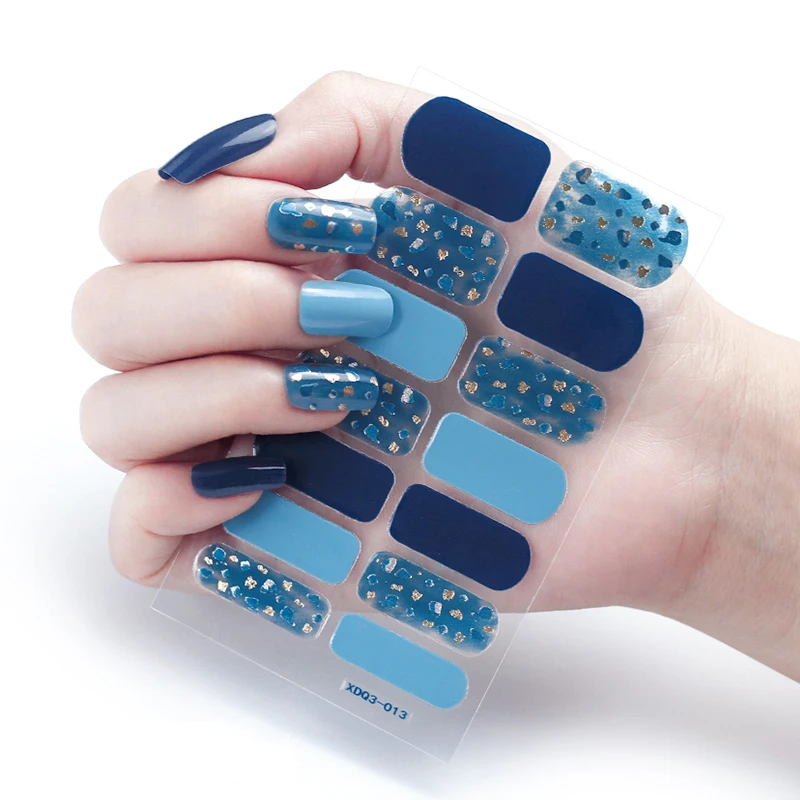 Sky Blue Nail Sticker Wholesale Price Nail Polish Stickers for Women Girls Gifts Full Cover 3D Sticker for Nails Manicure Decals