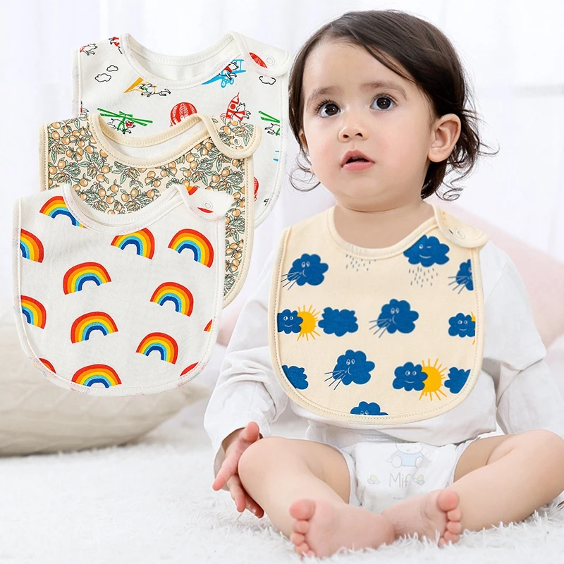 

2/3pcs Baby Drool Bibs Infant Feeding Bibs Burp Cloths Cotton Blend Absorbent Saliva Towel Cartoon Pattern Newborn Baby Stuff