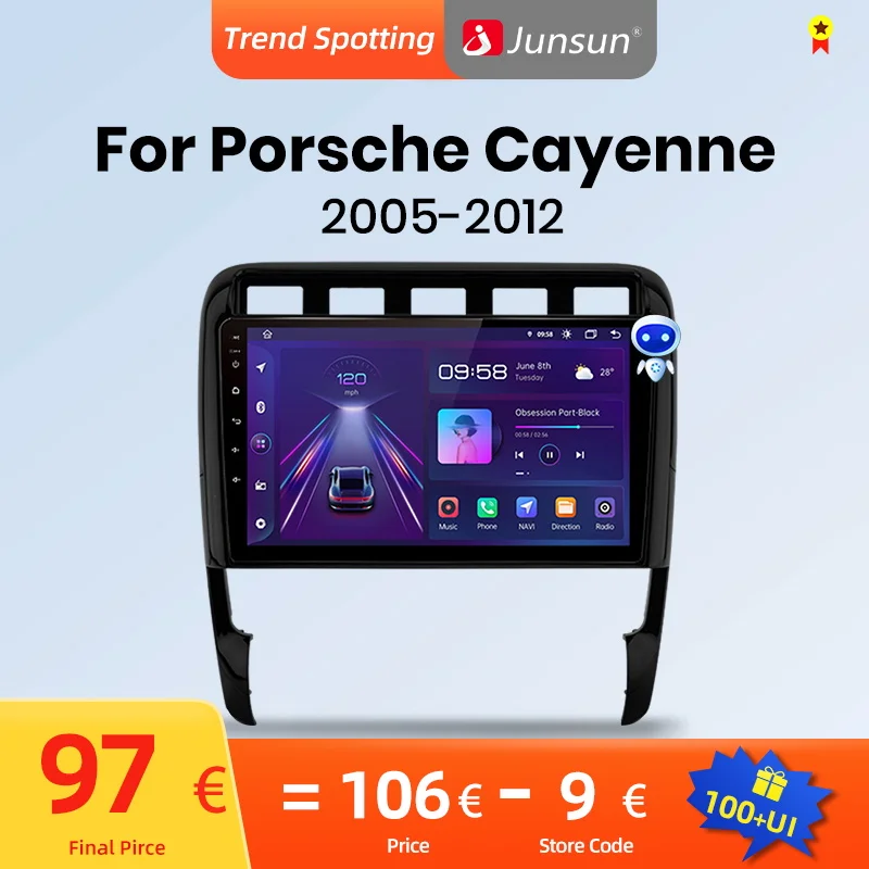Автомагнитола Junsun V1pro с голосовым ии 2 din Android радио для Porsche Cayenne 1 9PA 2002-2010 Carplay 4G