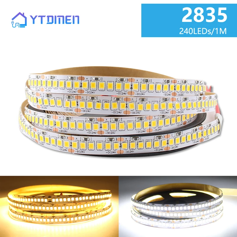 

DC 24V LED Tape Strip Light Warm White SMD 2835 LED Strip Light DC 24V 5M 240Led/m 2835 Rope Ledstrip Home Decoration