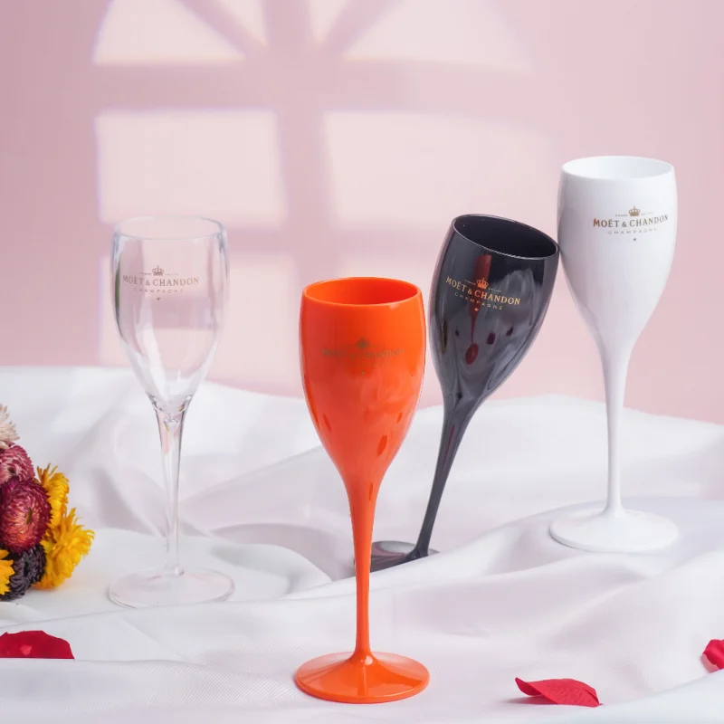 

Moet Champagne Flutes Glasses PP Plastic Wine Glasses Dishwasher-safe White Acrylic Champagne Glass Transparent Wine Glass