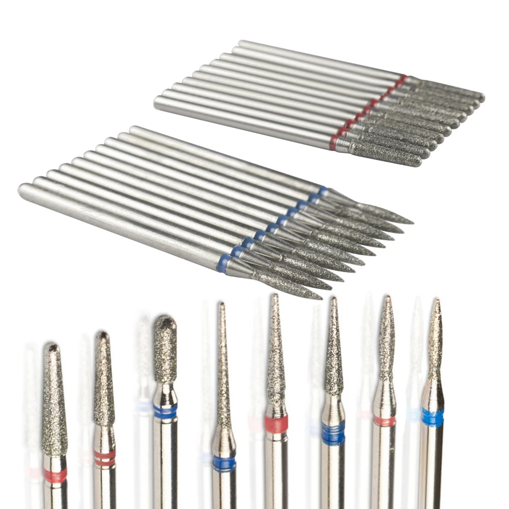 

10pcs Diamond Milling Cutter For Manicure Nail Drill Bits Set Accessory Pedicure Eletric Machine Nail Bit Flies Gel Remover Tool