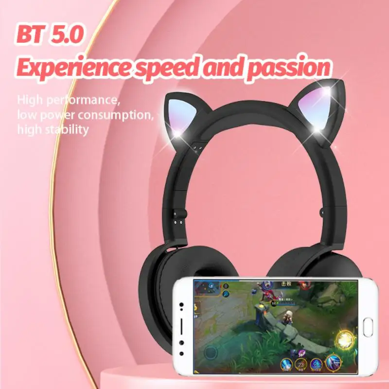 

Music Earphones Cat Ears Headphones Cartoon Universal Tws Earbuds Luminous Wireless Bluetooth Headset Earphones Music Earphones