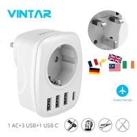 eu to uk travel adapter 4 in 1 uk plug adapter wall charger with 1 ac outlet 3 usb 1 type c charger multiple plug for home offic