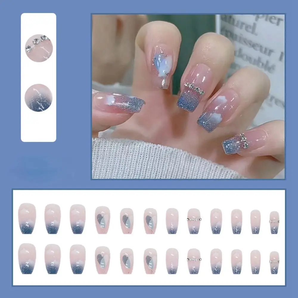 

24pcs/Box Press On Nails Artificial Detachable Full Cover Nail Tips Wearable Fake Nails Coffin False Nails