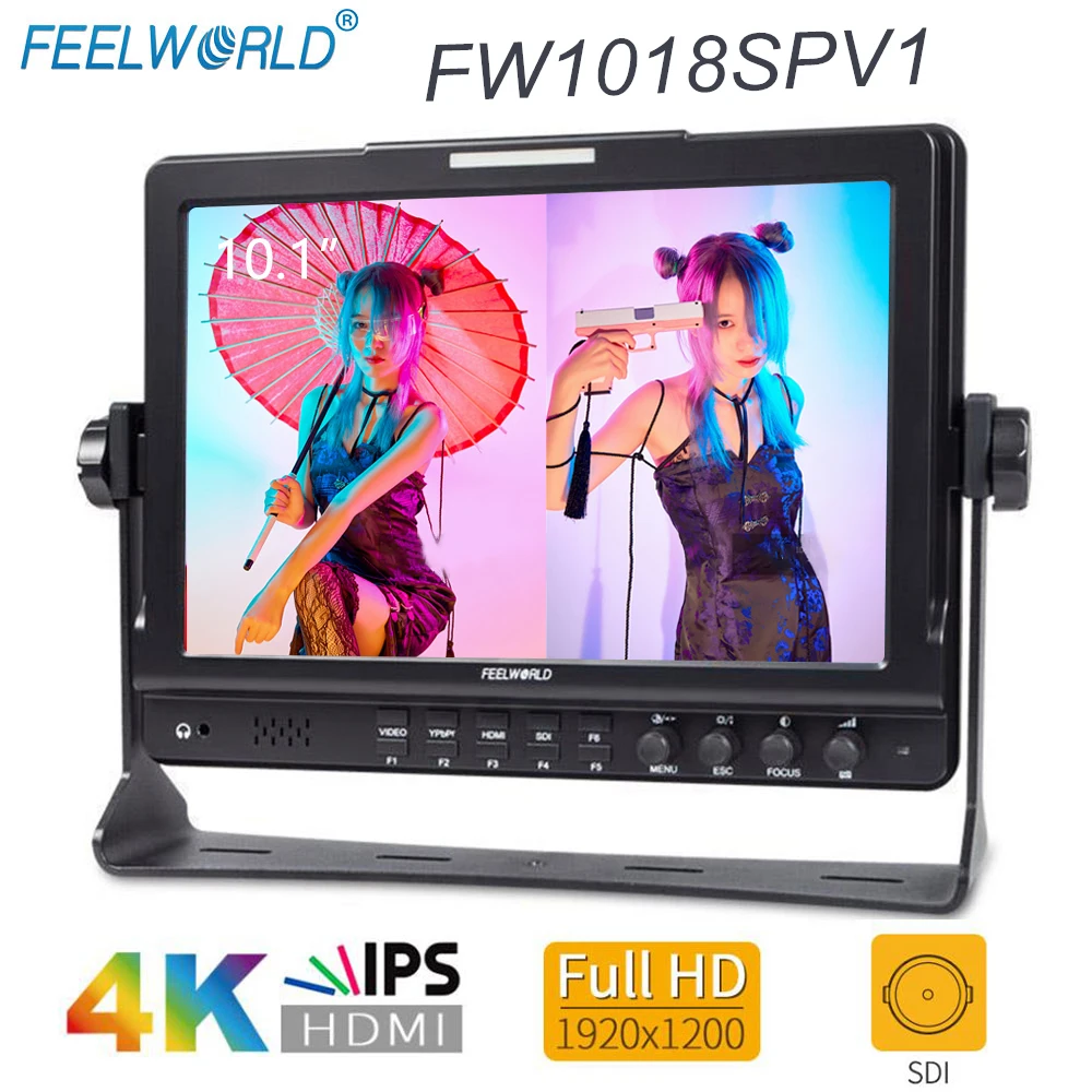 

Feelworld FW1018SPV1 10.1 Inch IPS 3G-SDI HDMI Camera Field Monitor Full HD 1920x1200 4K LCD Monitor for Video DSLR Stablizer