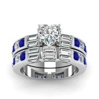 natural heart cut white zircon diamond birthstone anniversary party bride princess wedding ring for women engagement set ring
