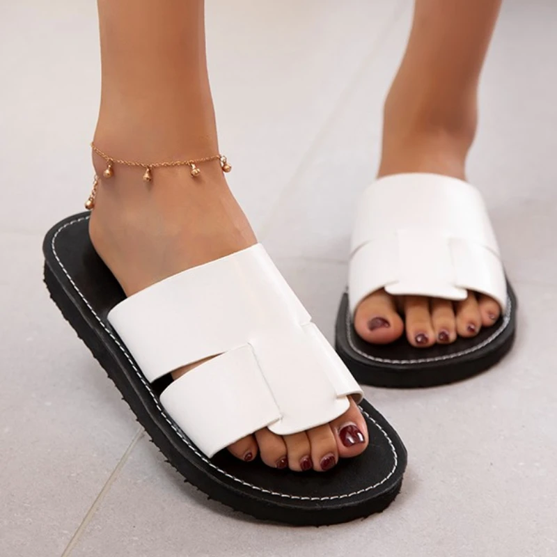 

2023 Hot Sale Shoes Female Open Toe Women's Slippers Summer Rome Solid Shoes Ladies Leisure Beach Flat Flip Flops Shoes Women