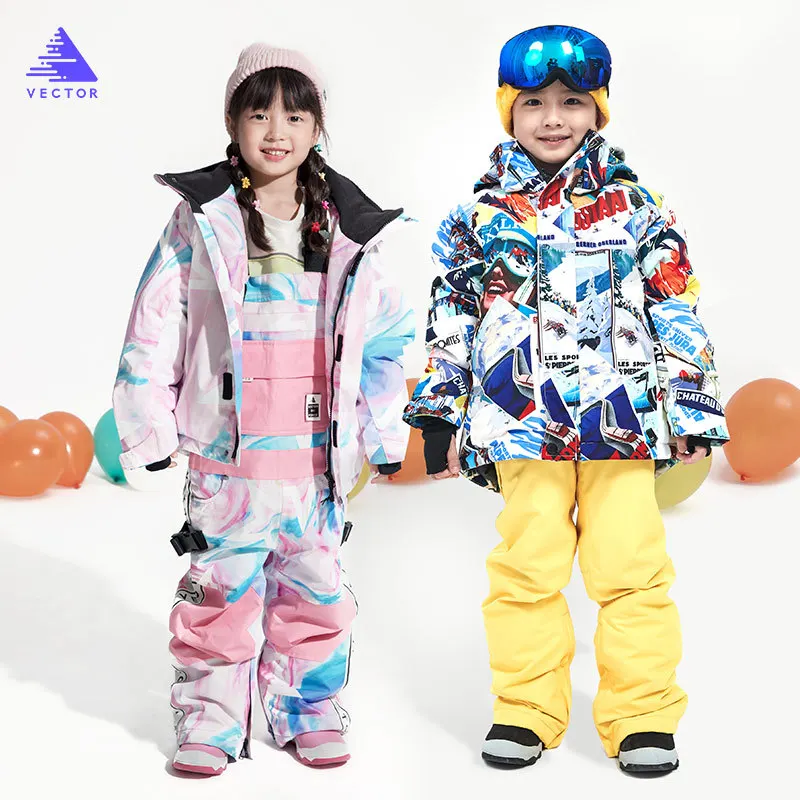 VECTOR New children's ski suits Winter thickened winter ski suits for boys and girls