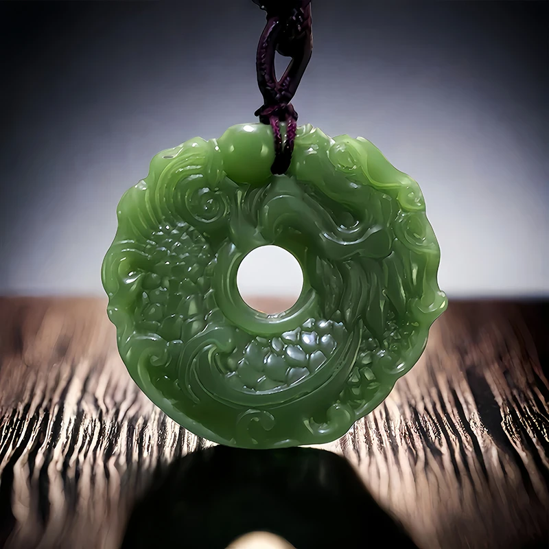 Ожерелье с подвеской в виде дракона из настоящего хэтяня аксессуары китайские