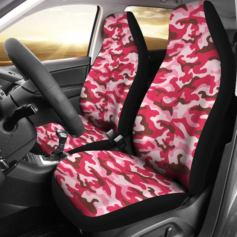 

Pink Camouflage Car Seat Covers Pair, 2 Front Car Seat Covers, Seat Cover for Car, Car Seat Protector, Car Accessory