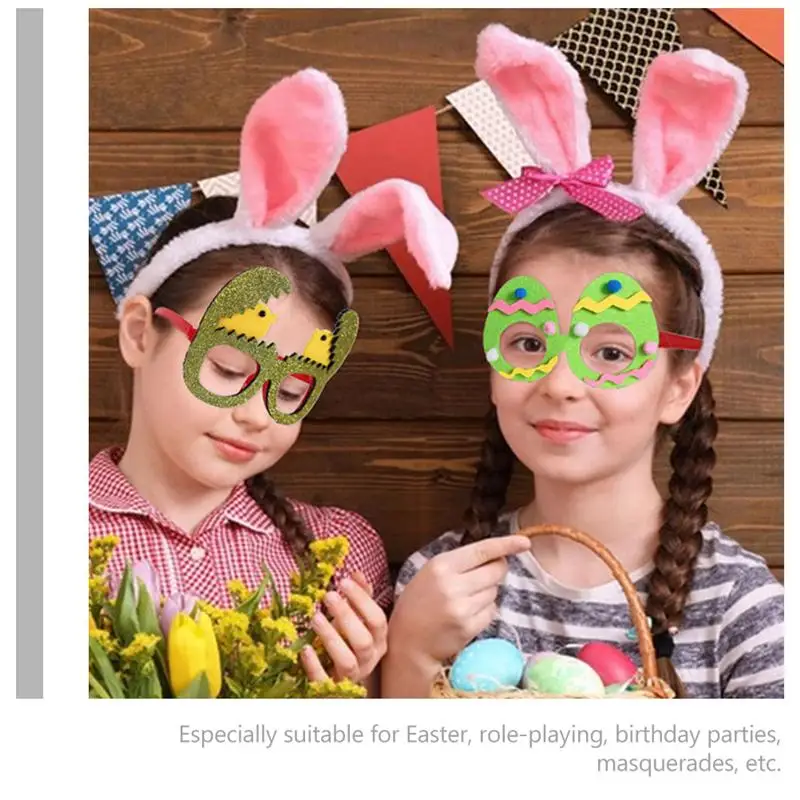 

6Pcs Easter Glasses Decors Glasses Frame Decorations Bunny Party Decorations