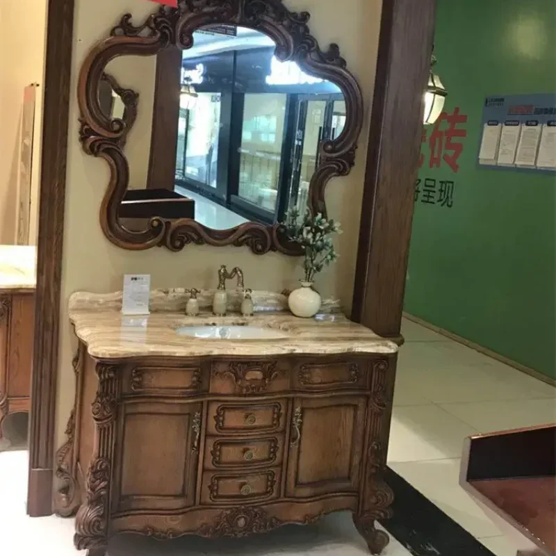 Европейская мраморная двойная раковина шкафы для ванной комнаты шкаф в