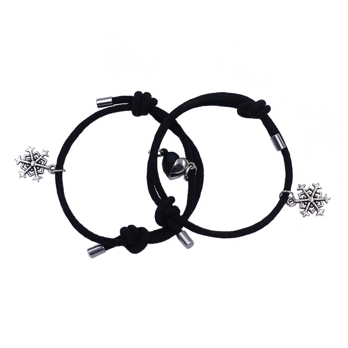 

1Set Rope Bracelet Adjustable Heart Magnetic Clasps Snowflower Pendants Christmas Fashion Jewelry