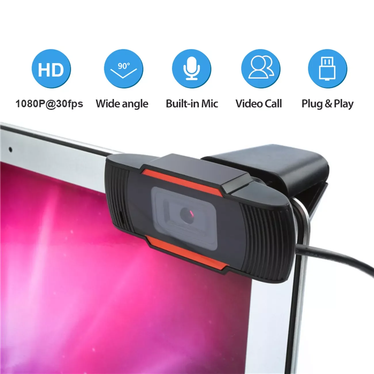 

1080P Full HD Web Camera Webcam Portable Media Mini Camera USB Plug Laptop Cam for Recording Calling Conferencing With Microphon