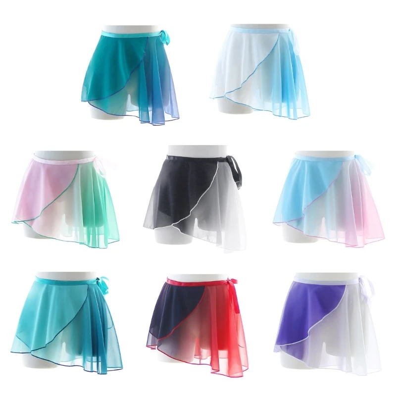 

Women Gradient-Chiffon Ballet Wrap Skirt Asymmetric Dance Skate Over Scarf Skirts Tutu Dance Skirt for Ballets Ins Drop shipping