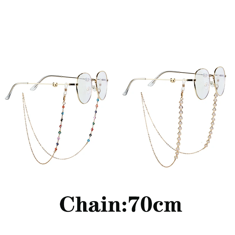 Vintage Demon Eye Glasses Chain Jewelry Lanyard for Women Flower Crystal Love Evil Eye Sunglasses Chain Mask Holder Neck Strap images - 6