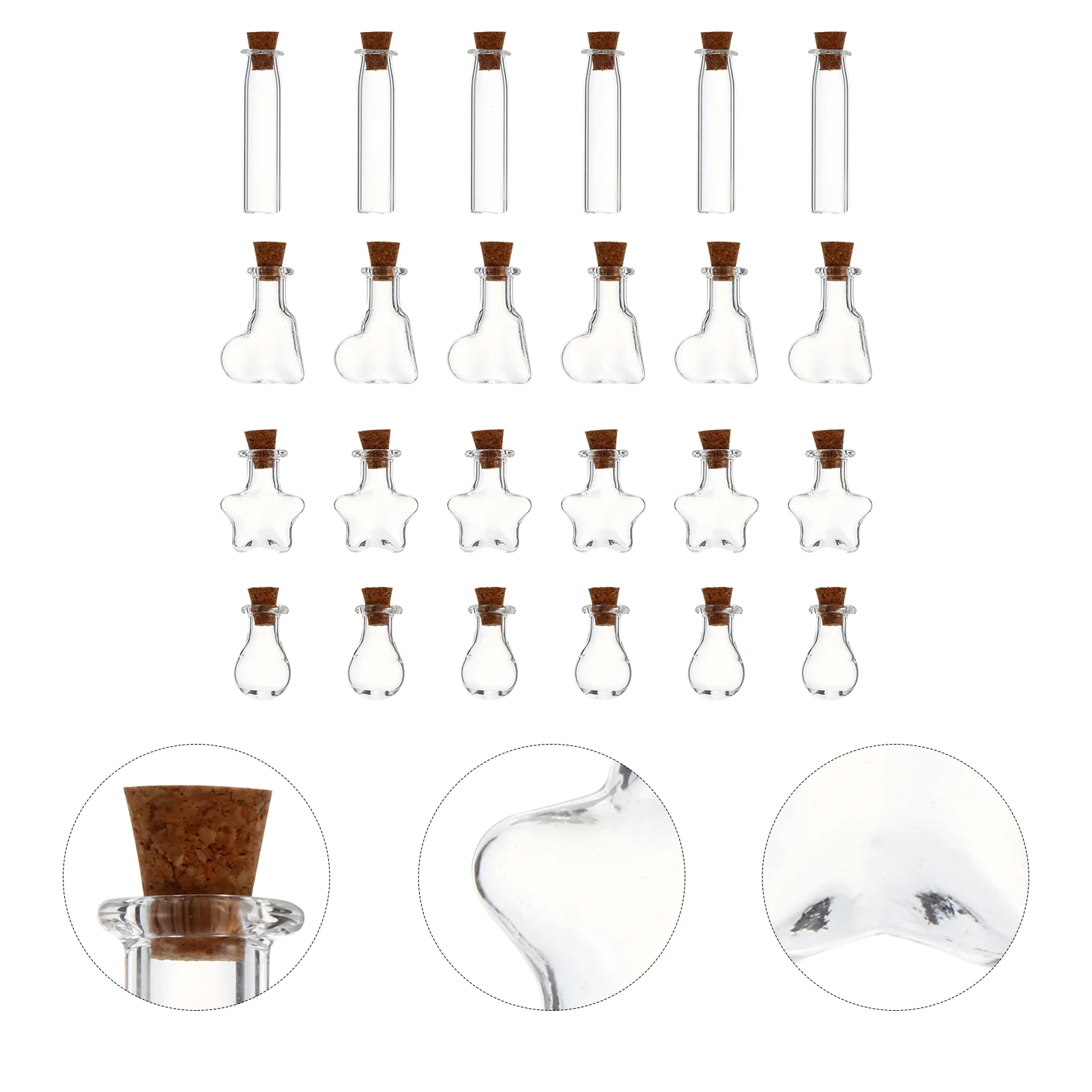 

50 шт., прозрачные стеклянные мини-бутылки с пробкой, 10 мл