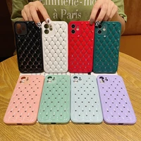 case for iphone quilted diamond shape design slim shockproof camera lens protective luxury gold edging girls women cover