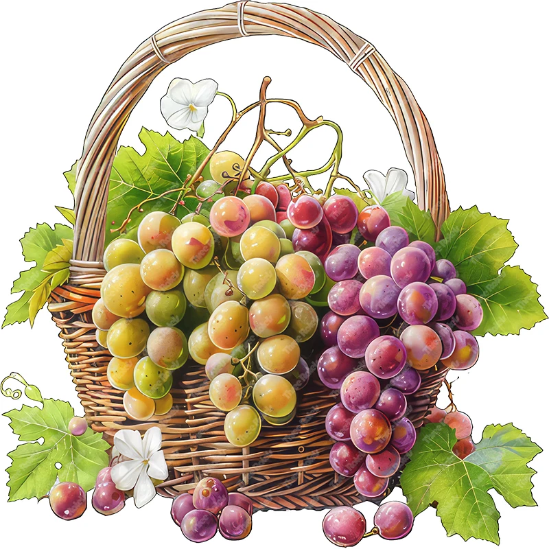 Красивые наклейки Three Ratels с изображением виноградной корзины и фруктов для