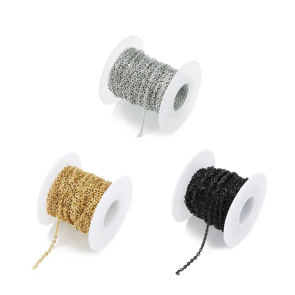 

10 Yards/lot Stainless Steel Cable Chain Rose Gold Chain Silver Chains for Rhodium black chain Necklace diy Jewelry Materials