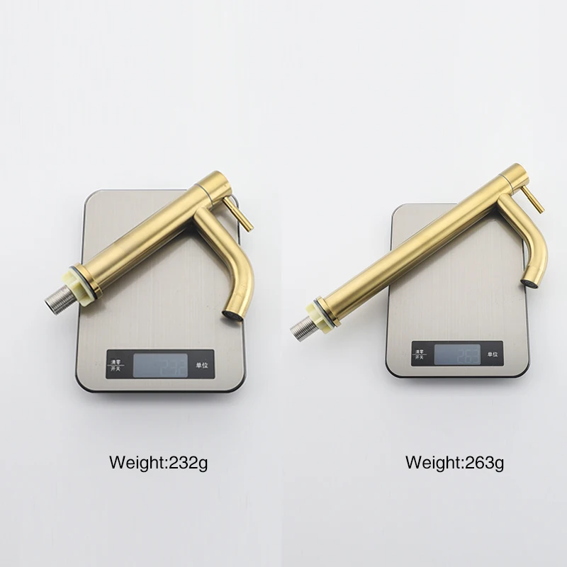 Смеситель для раковины ULA золотистый кран в ванную комнату холодной воды водопад