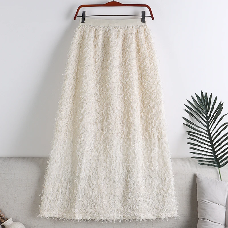 

Sweet Bright Silk Skirts High Waist Elastic Jupe Mujer Faldas New Autumn&Winter Split Skirt Casual Women Clothes Dropshipping