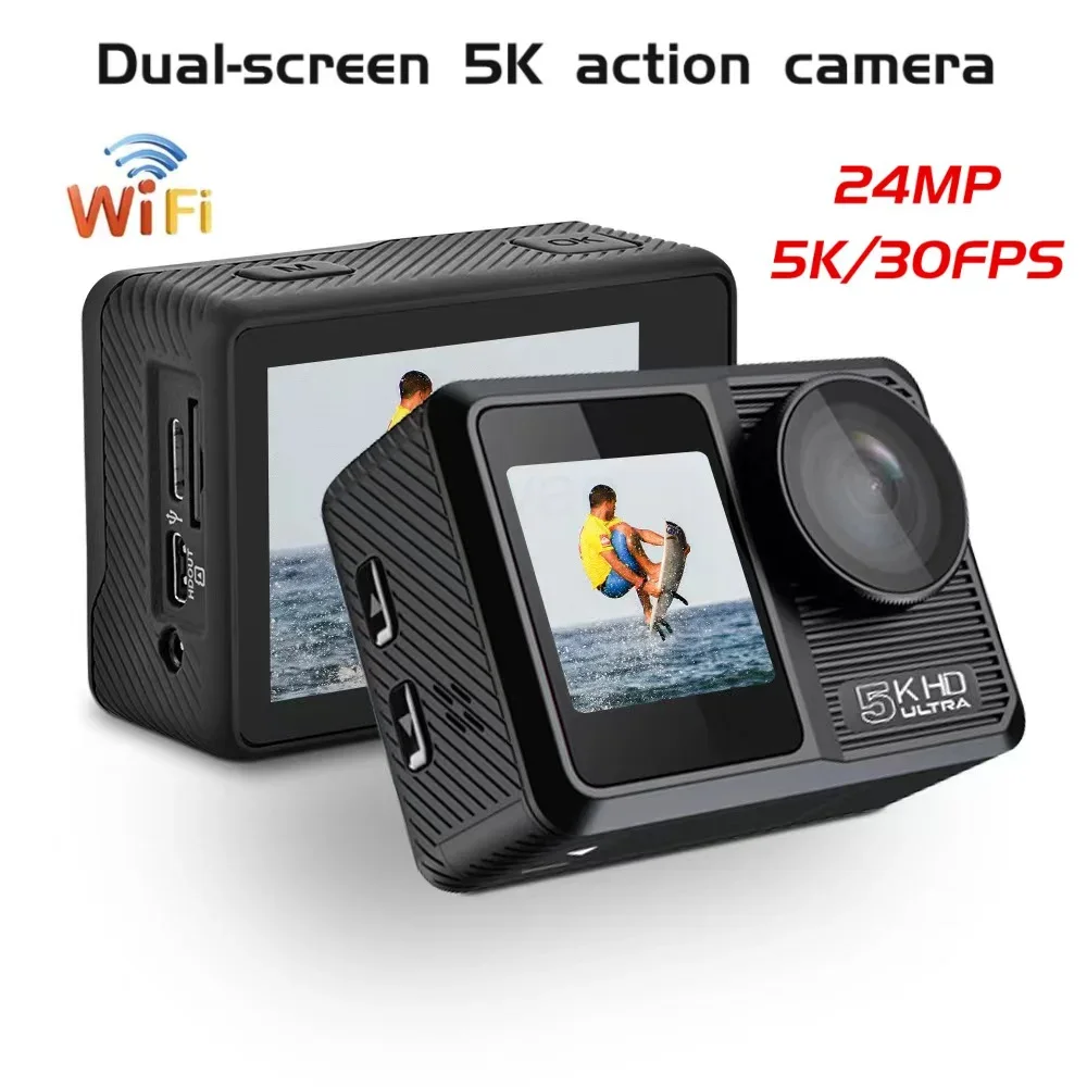 

2023 New 5K Action Camera with Remote Wireless Micro 4K 60FPS Sport Anti-shake WiFi Dual Screen 170 Wide Angle Waterproof Cam
