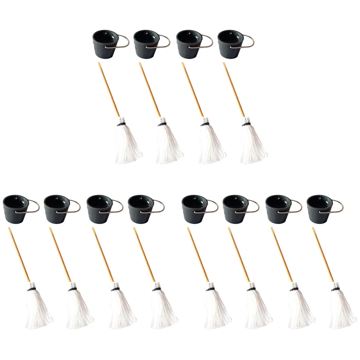 

12 Sets Bucket Mop Model Halloween Miniatures Kit Resin Small House Mops Buckets Toddler