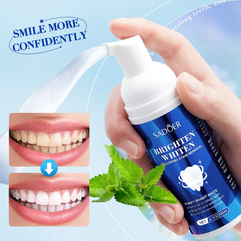

Teeth Cleaning Mousse 60ml Adult Unisex Toothpaste To Clean Tartar Gums Mint Whitening To Remove Breath Oral Care Dental Health